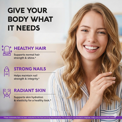 NuFlair 14DX Hair & Nails Supplement – Biotin, Zinc & B-Complex with L-Cysteine & L-Methionine – 28 Vegan Capsules