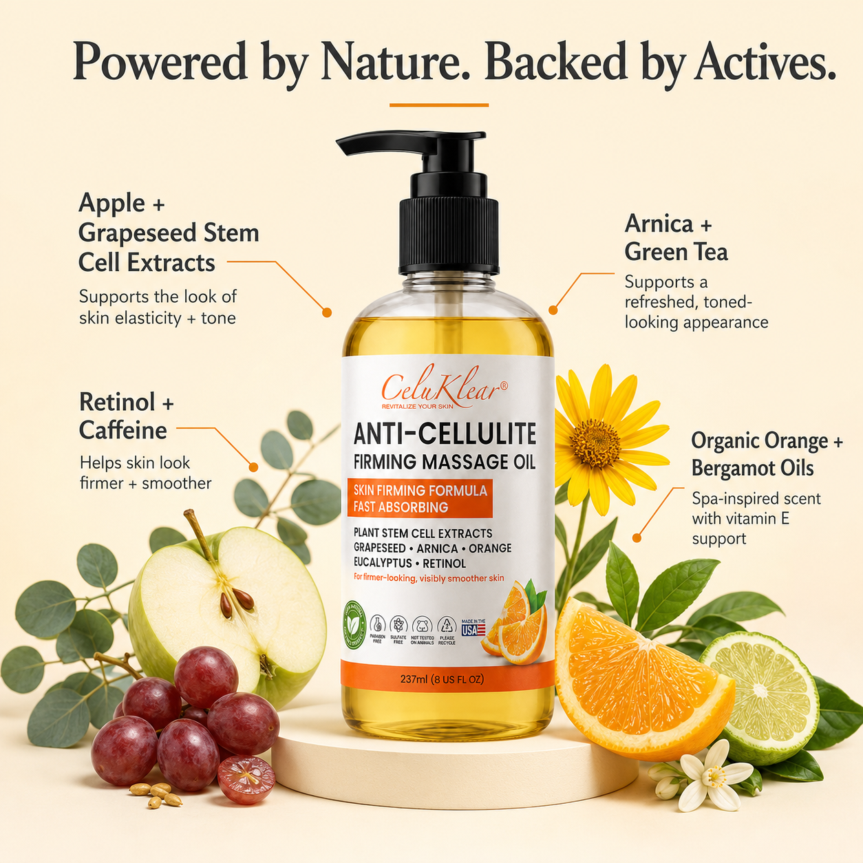 CeluKlear Anti-Cellulite Massage Oil - 8 Fl Oz