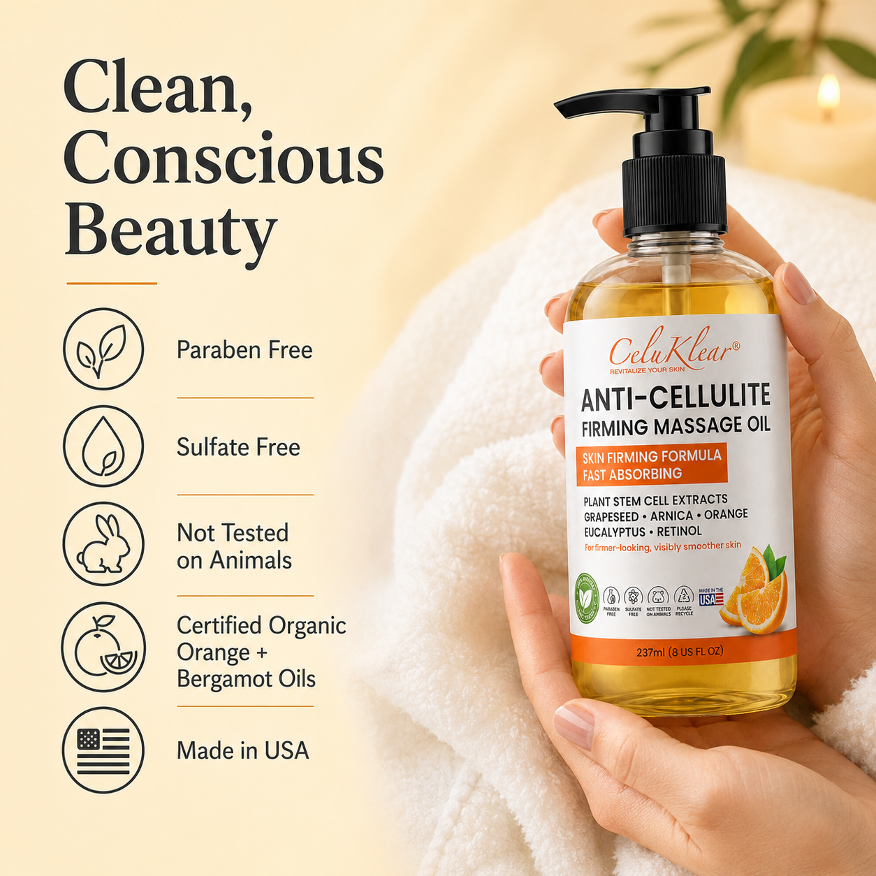 CeluKlear Anti-Cellulite Massage Oil - 8 Fl Oz
