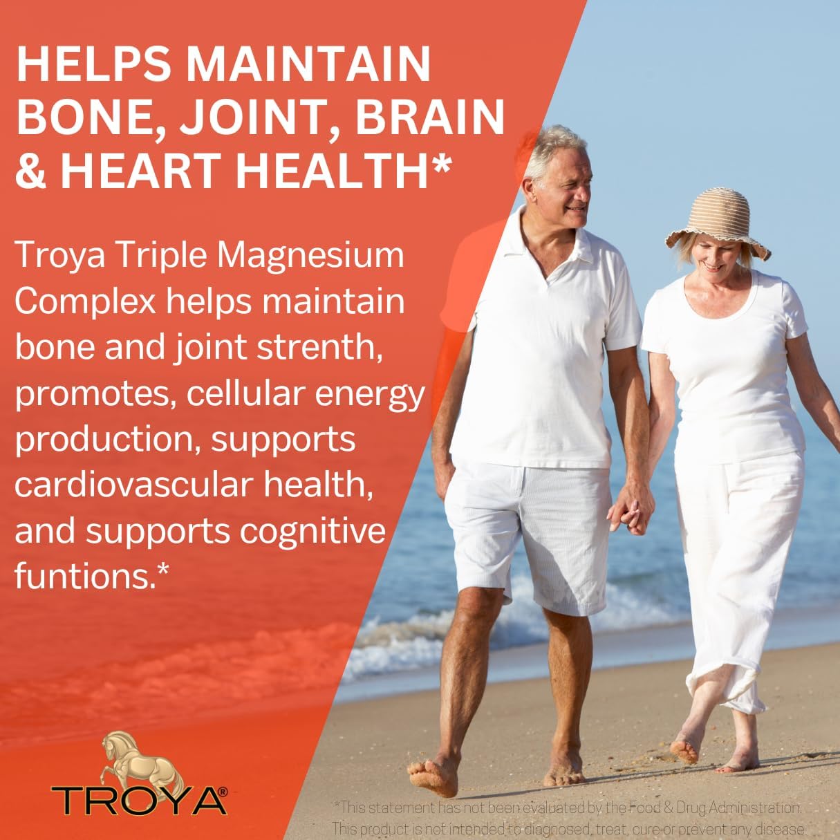 Troya Triple Complex Magnesium – Fast-Acting Magnesium Complex with Glycinate, Citrate & Malate for Relaxation, Sleep & Well-Being – Natural Formula, Non-GMO Capsules (300mg)
