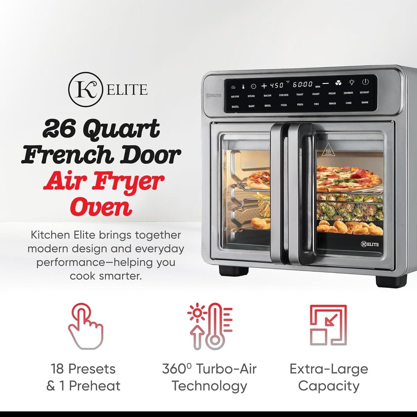 Kitchen Elite 26 Quart French Door Air Fryer Oven
