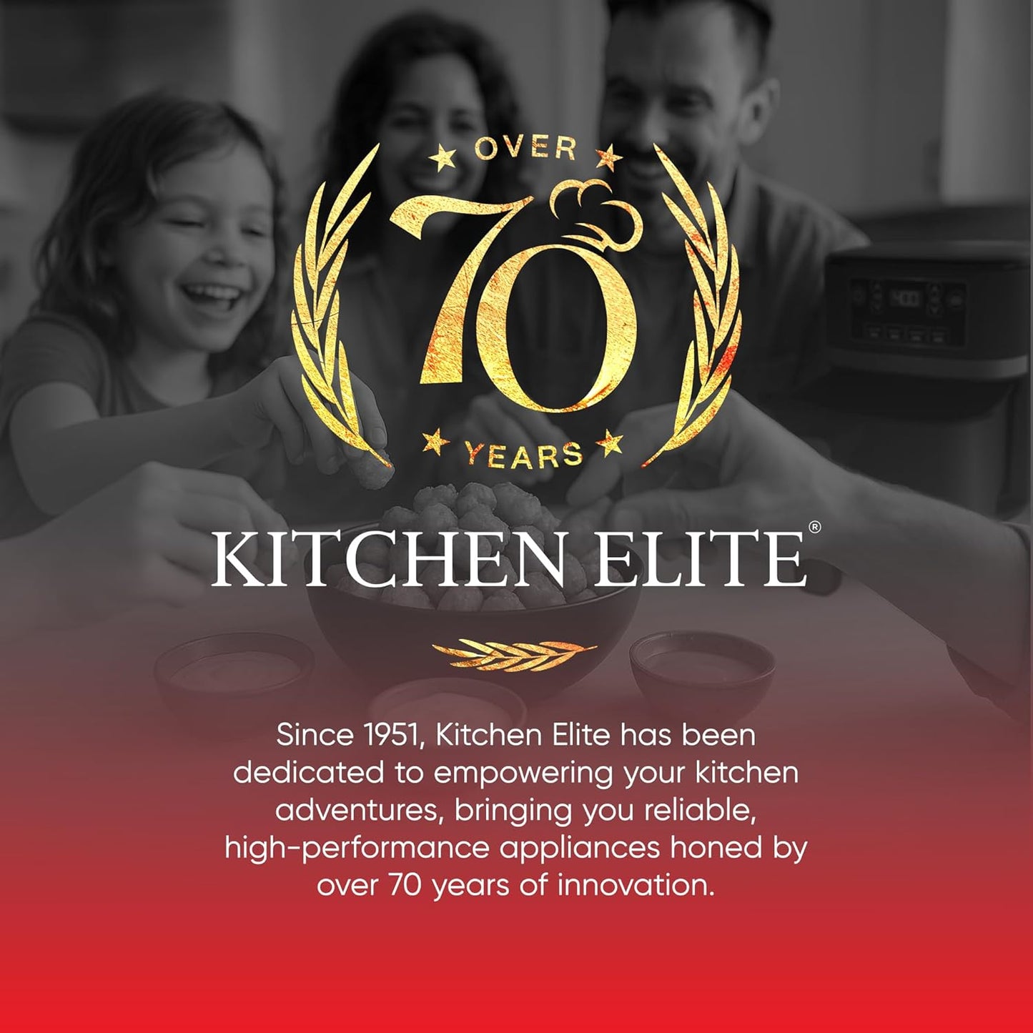 Kitchen Elite 3 Quart Digital Air Fryer Oven Compact Countertop Oil-Free Cooker with PFAS-Free Nonstick Basket, Easy Clean, Black