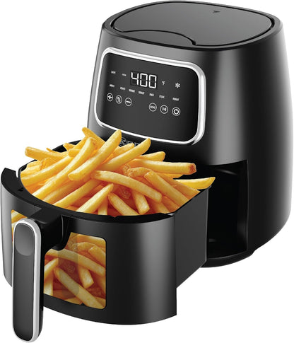 Kitchen Elite 5.5 Qt. Digital Air Fryer, Countertop Cooker with LED Screen, Presets for Air Fry, Roast, Dehydrate, Defrost and Reheat, Black