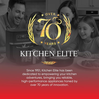 Kitchen Elite 5 Qt Large Digital Air Fryer Oven Family Size Countertop Oil-Free Cooker with Viewing Window & Light, PFAS-Free Nonstick Basket, Black
