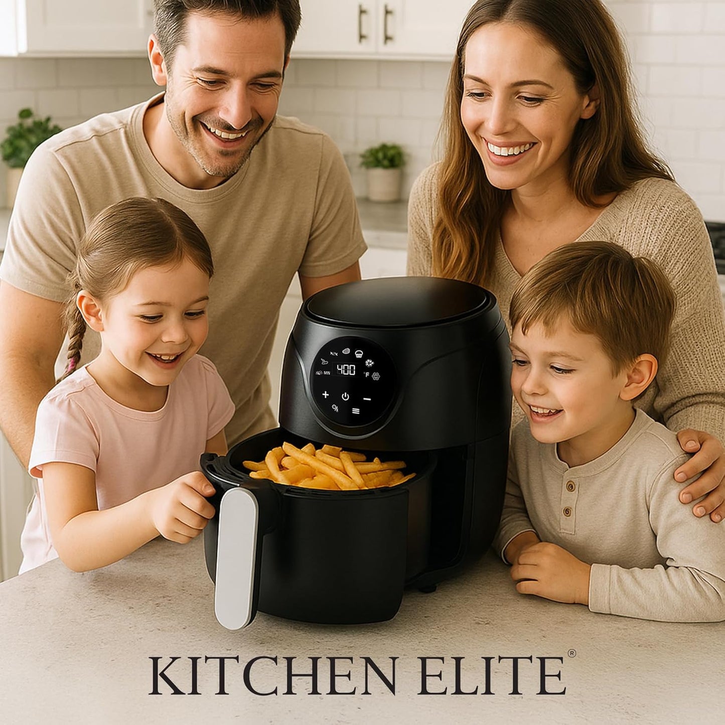 Kitchen Elite 2.5 Quart Compact Air Fryer Oven Small Countertop Oil-Free Cooker with PFAS-Free Nonstick Basket, Easy Clean, Black
