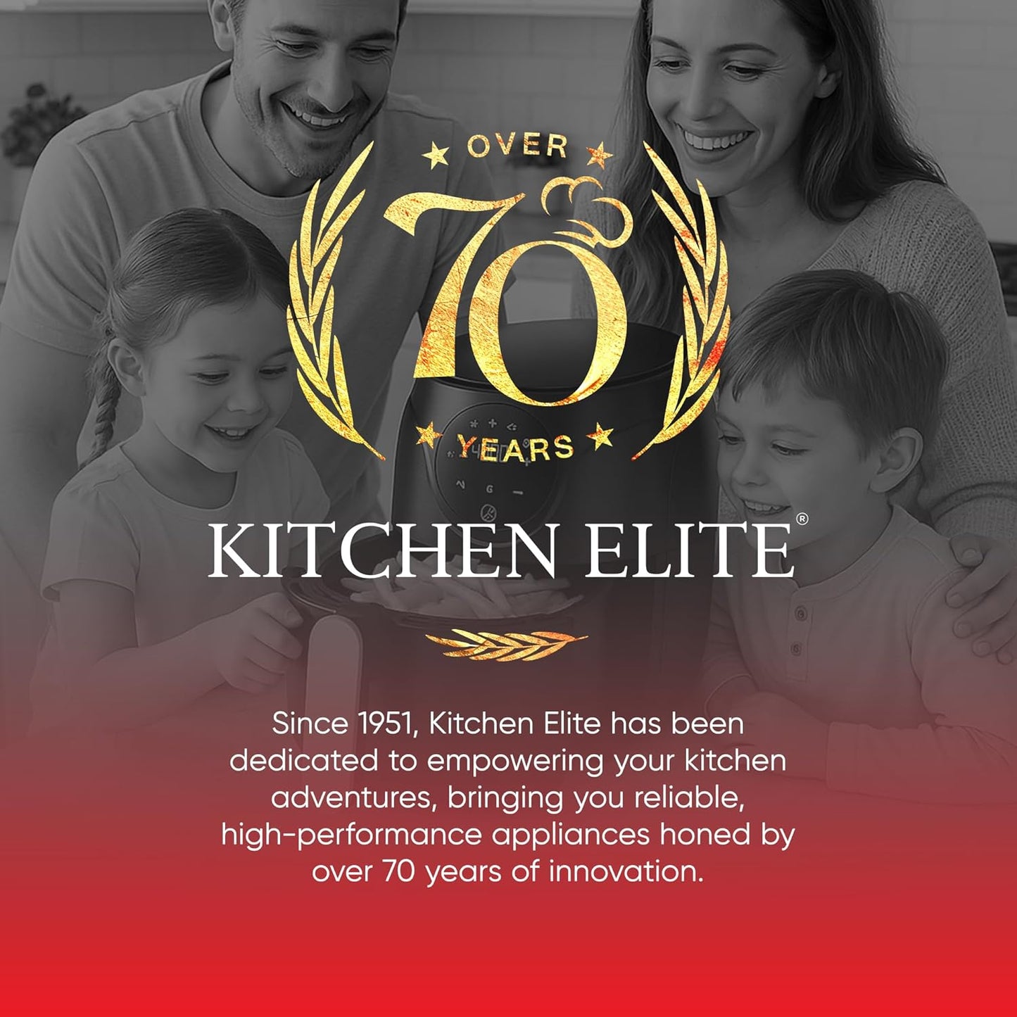 Kitchen Elite 2.5 Quart Compact Air Fryer Oven Small Countertop Oil-Free Cooker with PFAS-Free Nonstick Basket, Easy Clean, Black