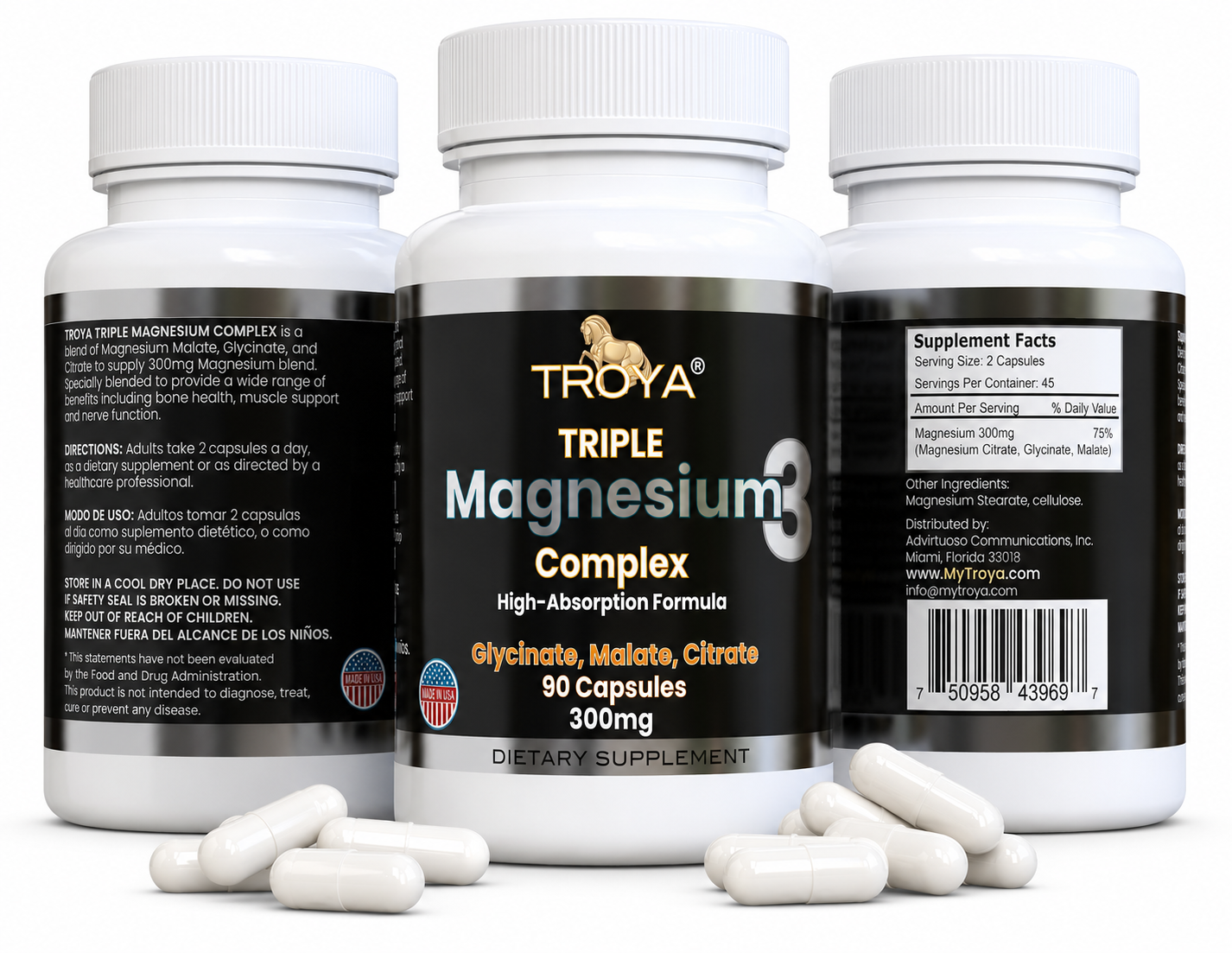 Troya Triple Complex Magnesium –Glycinate, Citrate & Malate