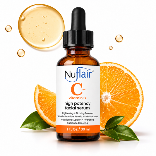 NuFlair Vitamin C Face Serum with Peptides  For Dark Spots, 1 Fl Oz