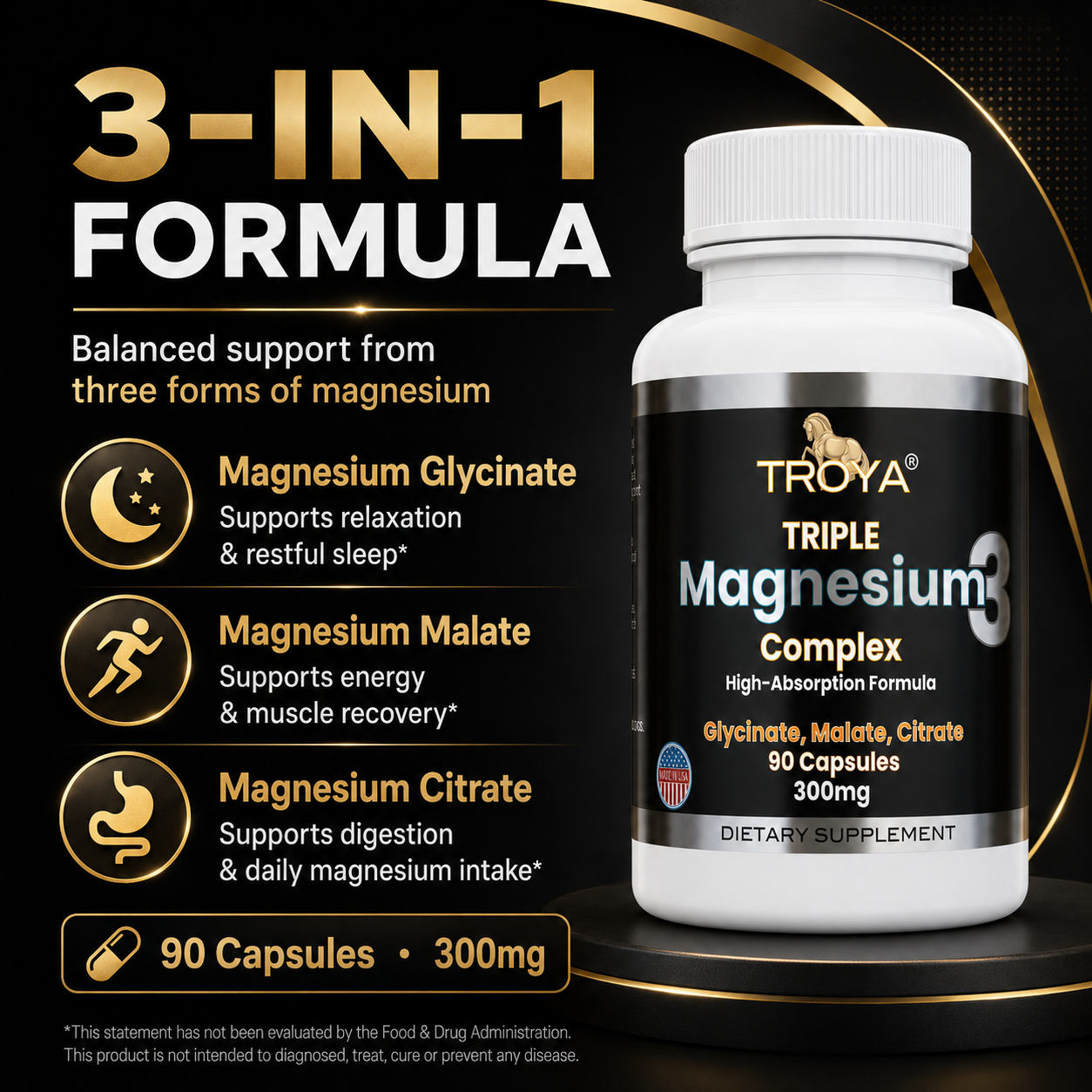 Troya Triple Complex Magnesium –Glycinate, Citrate & Malate