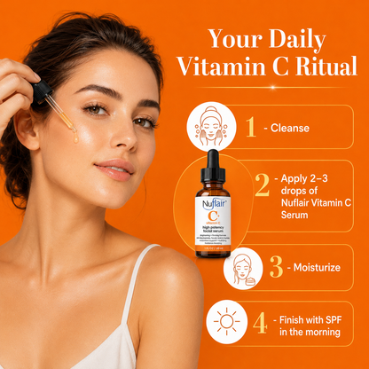 NuFlair Vitamin C Face Serum with Peptides  For Dark Spots, 1 Fl Oz