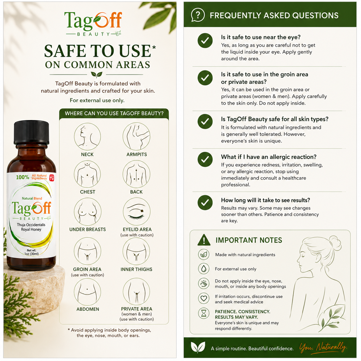 Tag Off Skin Conditioning Oil, Formula with Botanical Extracts for Soft, Healthy-Looking Skin, 1 fl oz