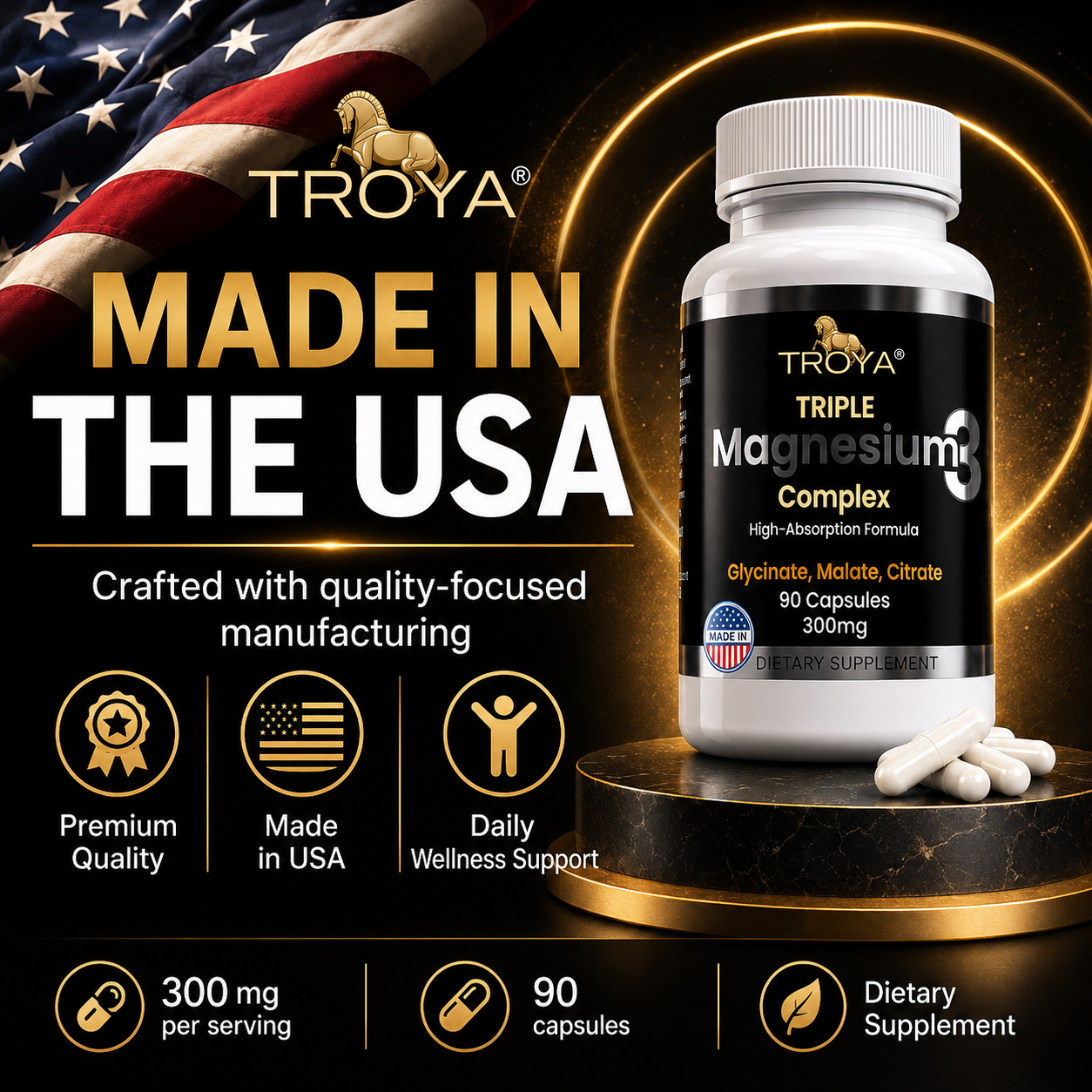 Troya Triple Complex Magnesium –Glycinate, Citrate & Malate