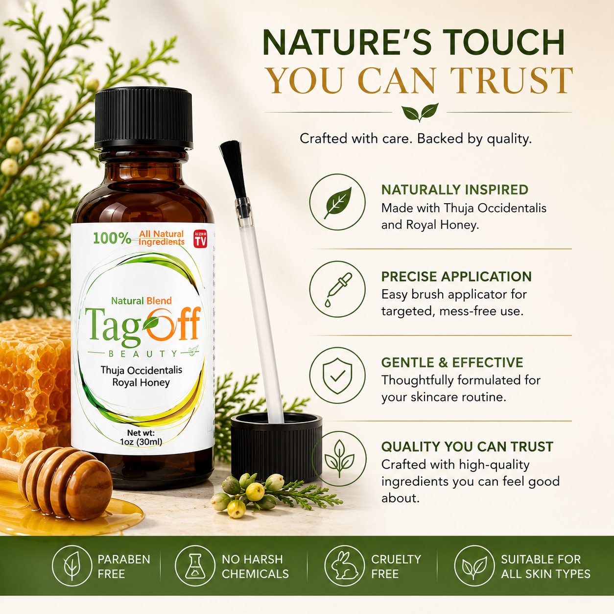 Tag Off Skin Conditioning Oil, Formula with Botanical Extracts for Soft, Healthy-Looking Skin, 1 fl oz