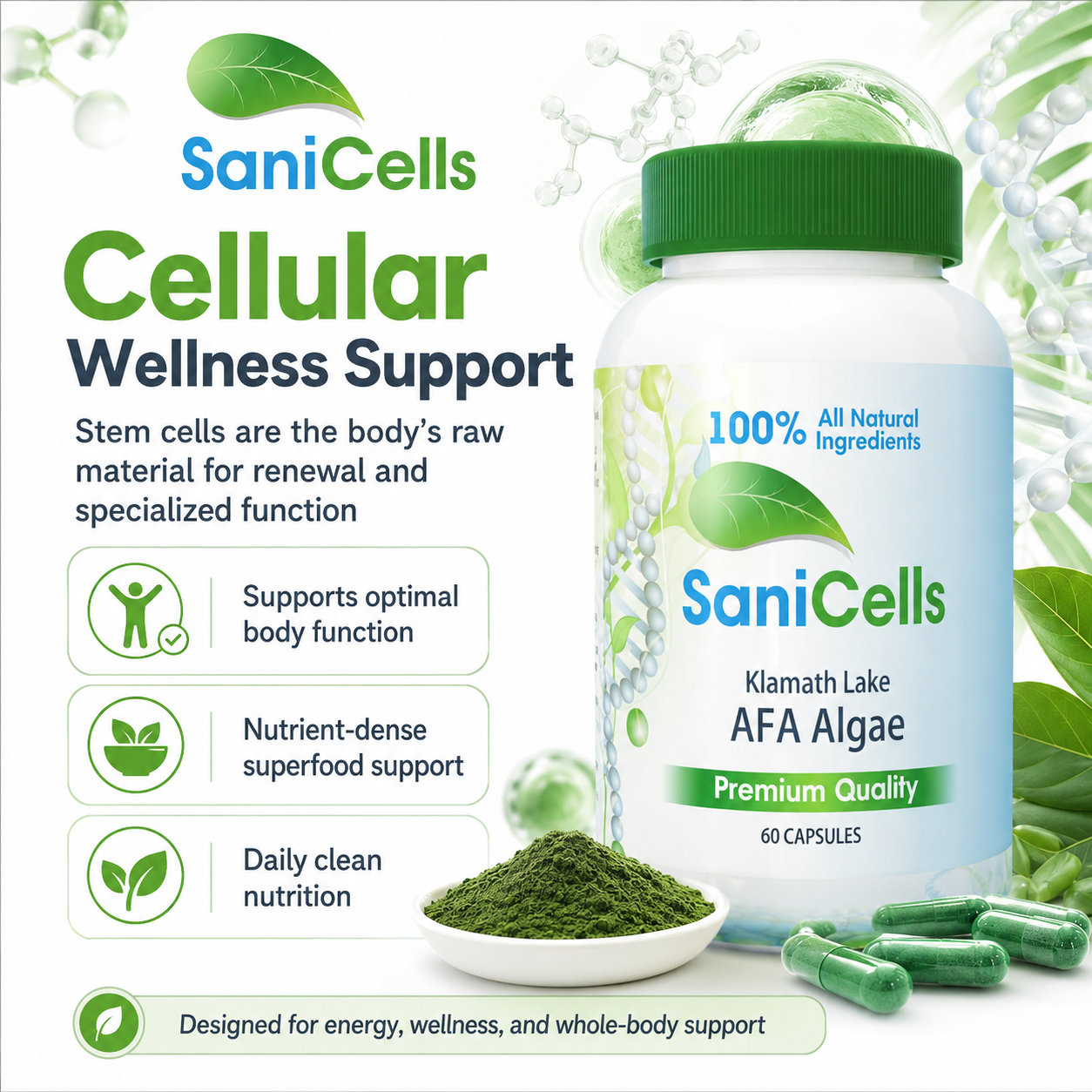 Sani Cells AFA Blue-Green Algae Capsules